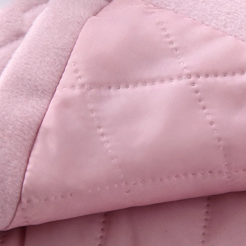 2018 Autumn Winter Girls Woolen Coat Pink Red Flores Sleeves Long Jacket for Kids Age 8 10 12T
