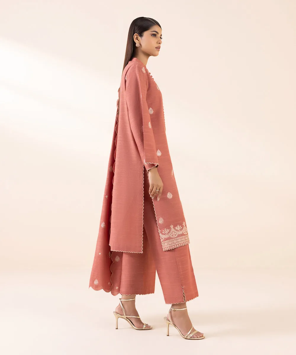3 Piece - Embroidered Khaddar Suit