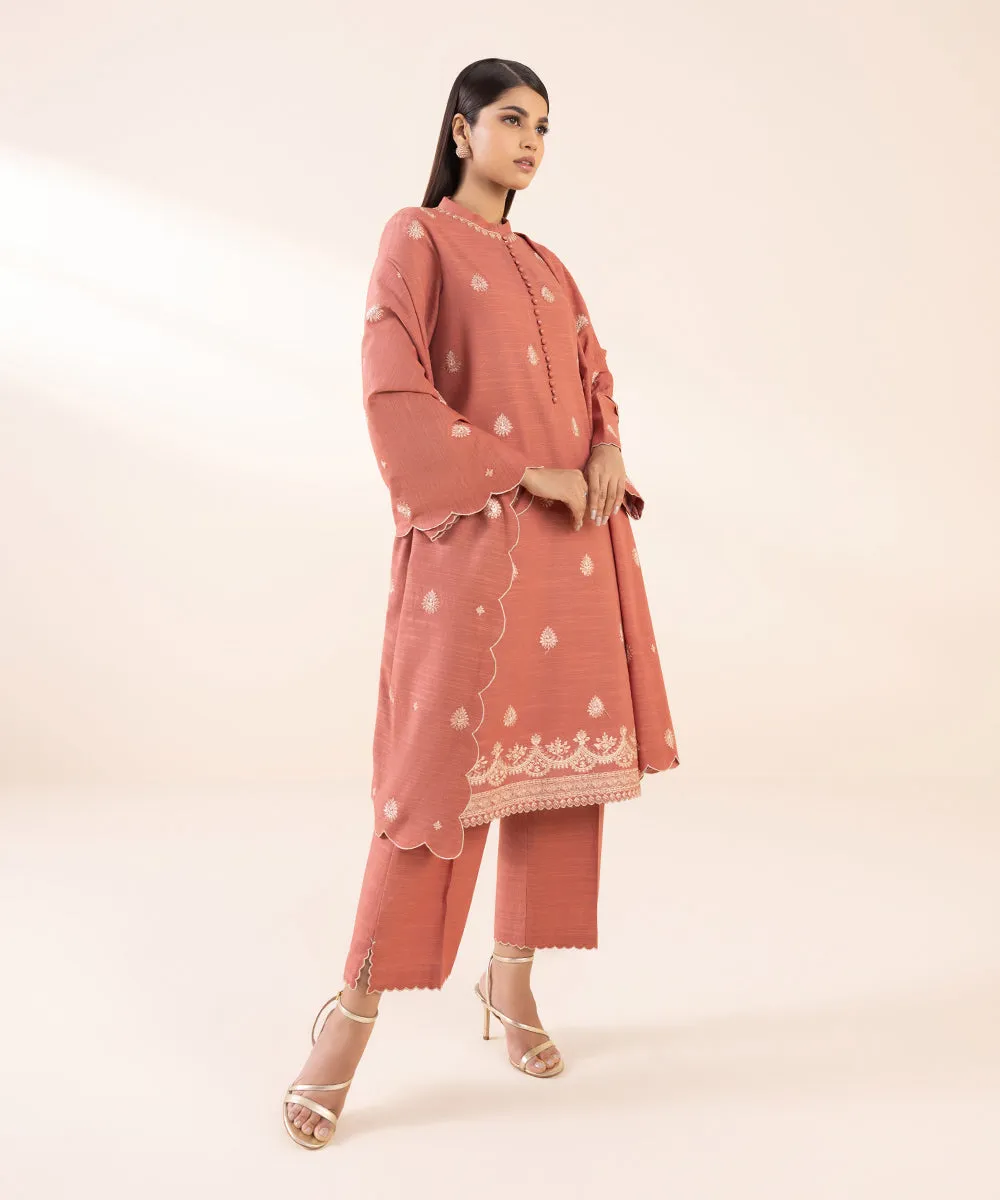 3 Piece - Embroidered Khaddar Suit