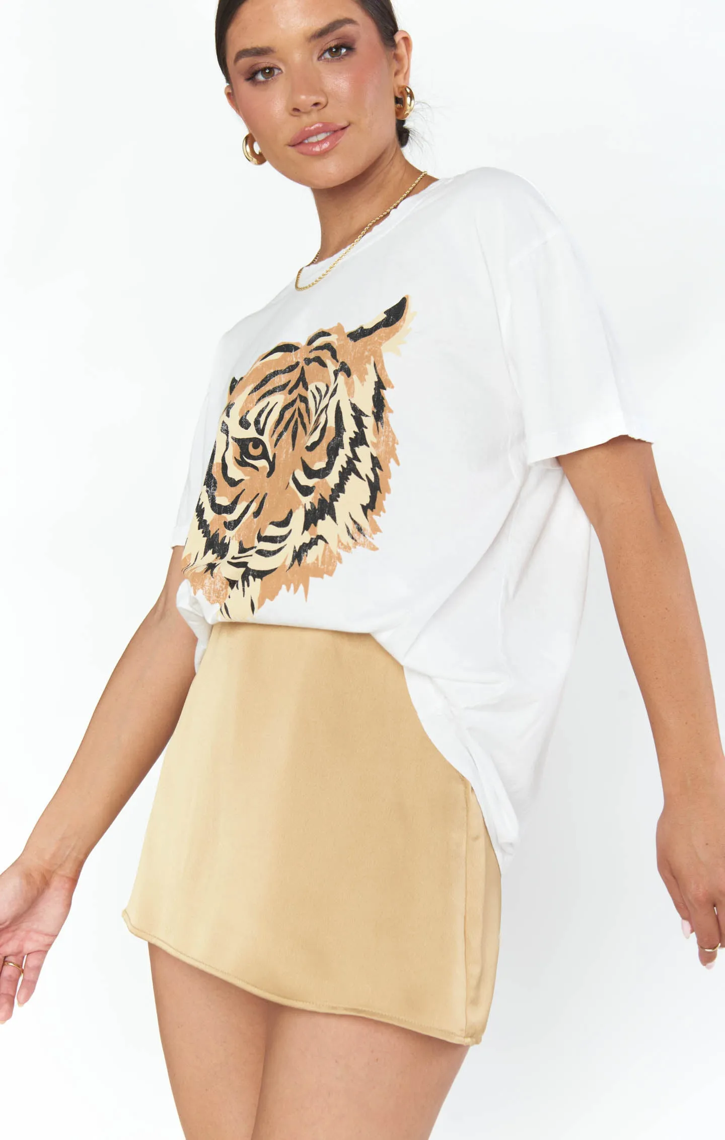 All Night Skort ~ True Gold Luxe Satin