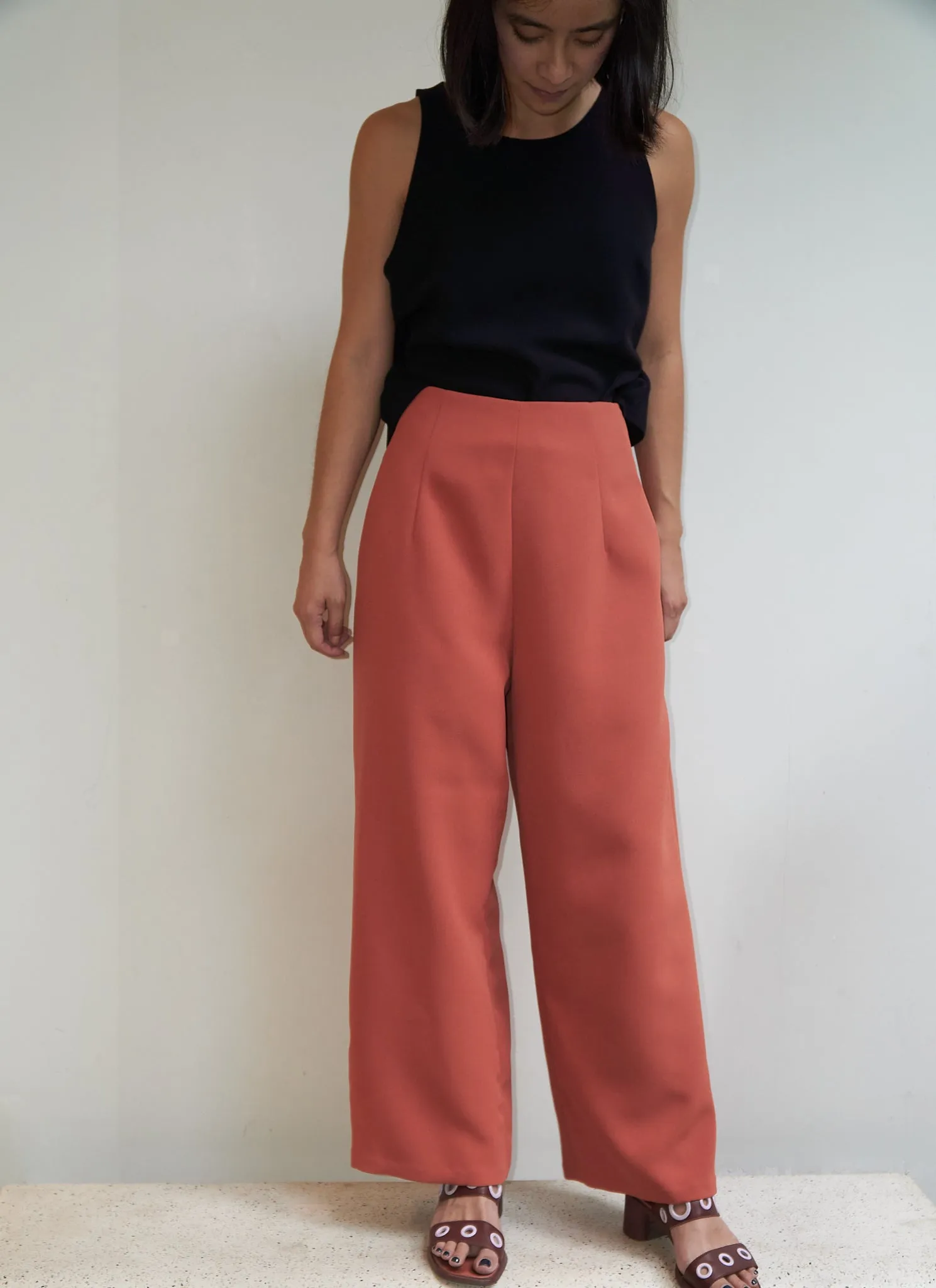Allium Wide Leg Straight Pant (Unisex) in Coral