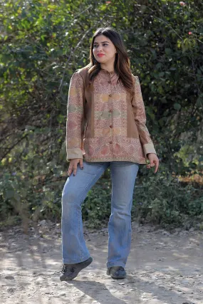 Alluring Brown Colour Antique Jamawar Pashmina Jacket With Beautiful Designer Pattern Defines Sophistication.