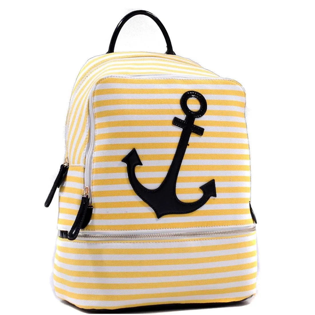 Anchor Canvas Striped Backpack with Adjustable Shoulder Straps
