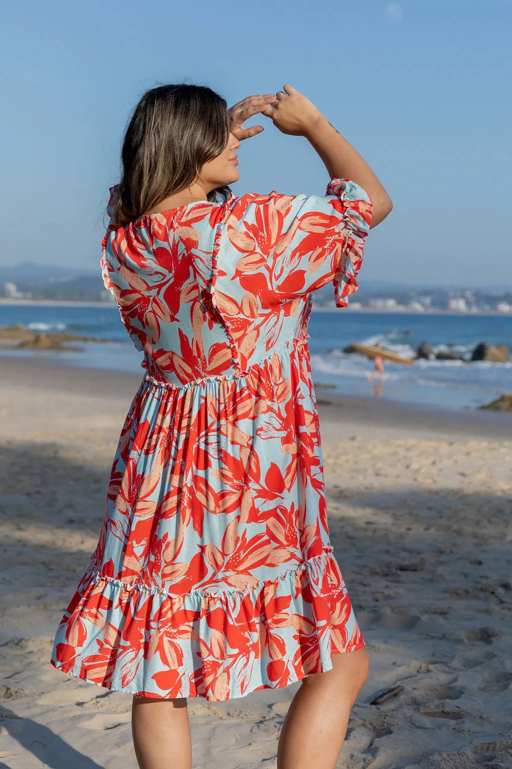 Ayla Red Floral Cotton Dress by Worthier