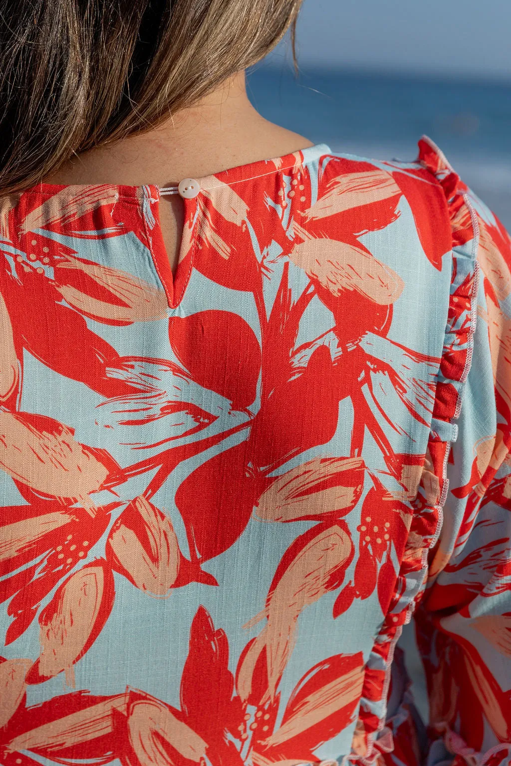 Ayla Red Floral Cotton Dress by Worthier