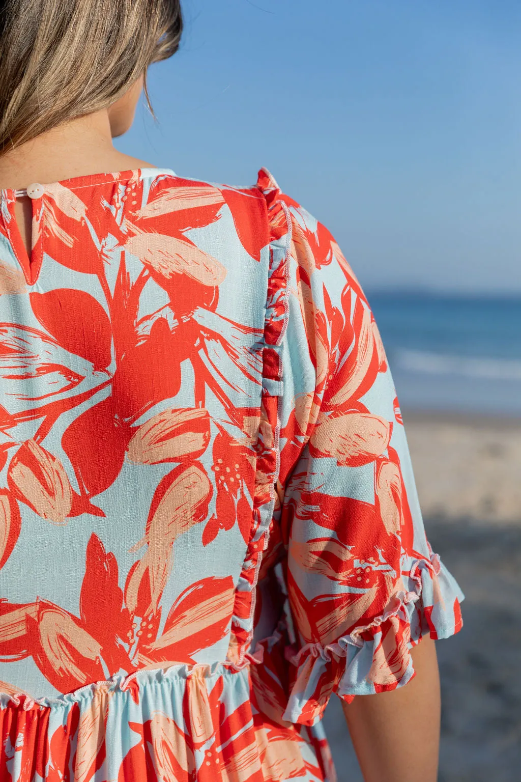 Ayla Red Floral Cotton Dress by Worthier