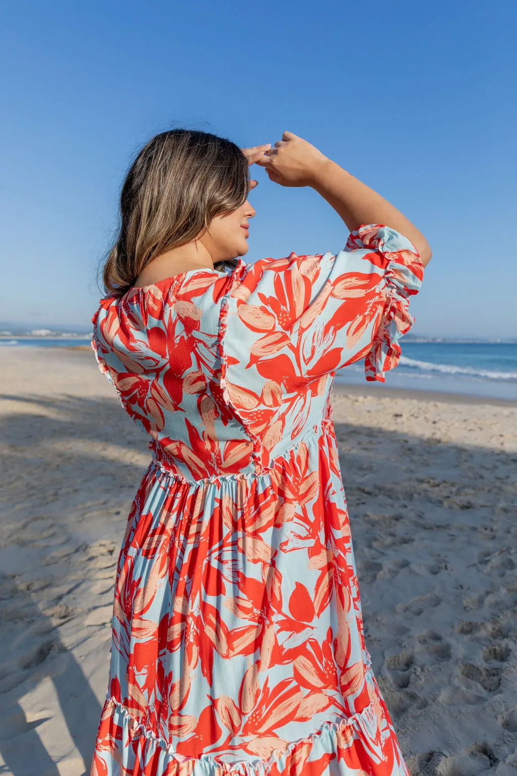 Ayla Red Floral Cotton Dress by Worthier