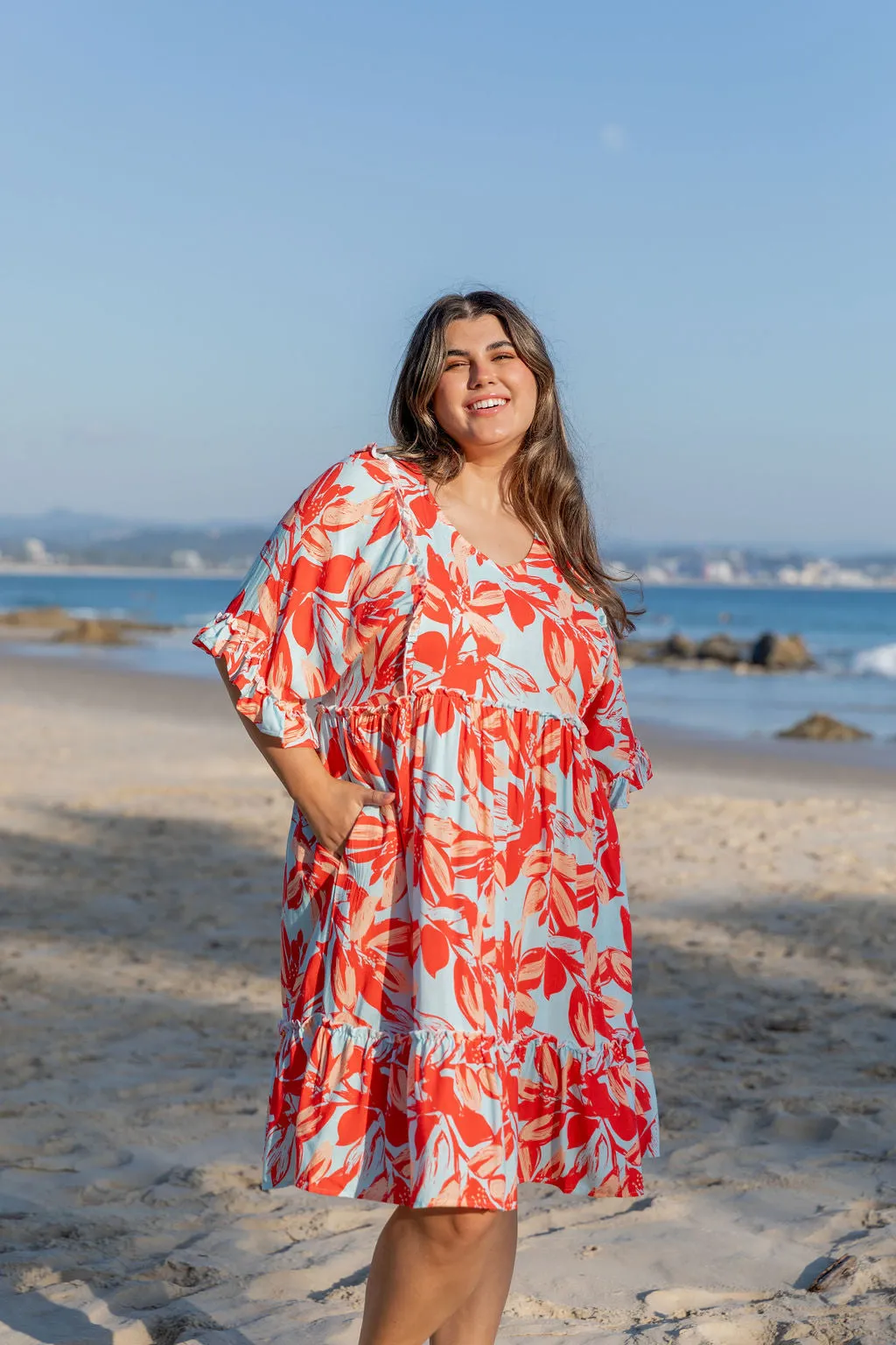 Ayla Red Floral Cotton Dress by Worthier