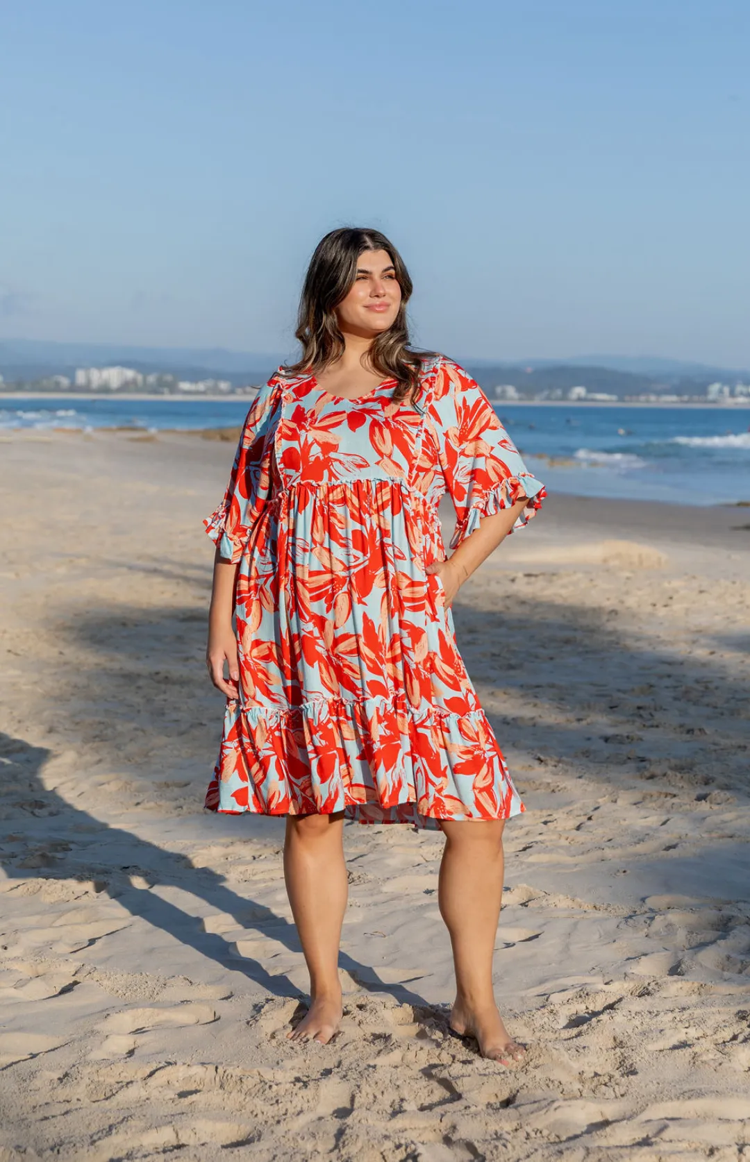 Ayla Red Floral Cotton Dress by Worthier