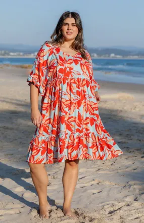 Ayla Red Floral Cotton Dress by Worthier