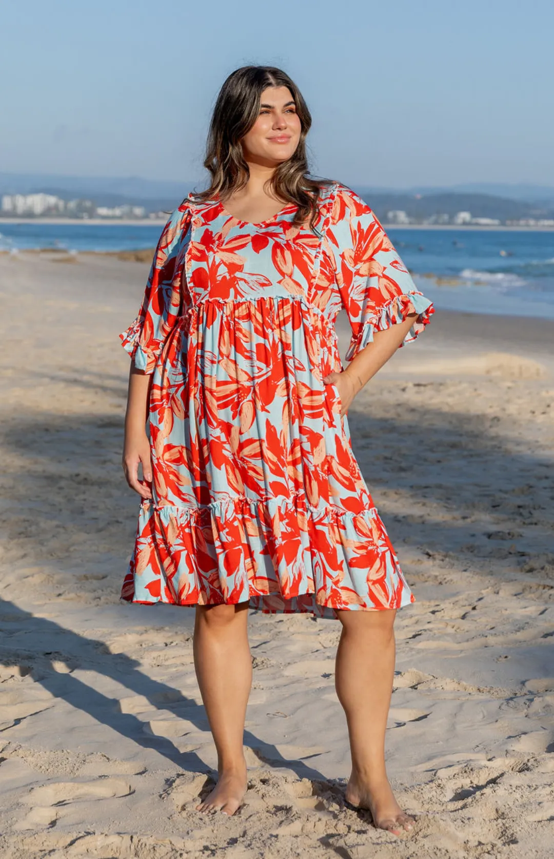 Ayla Red Floral Cotton Dress by Worthier