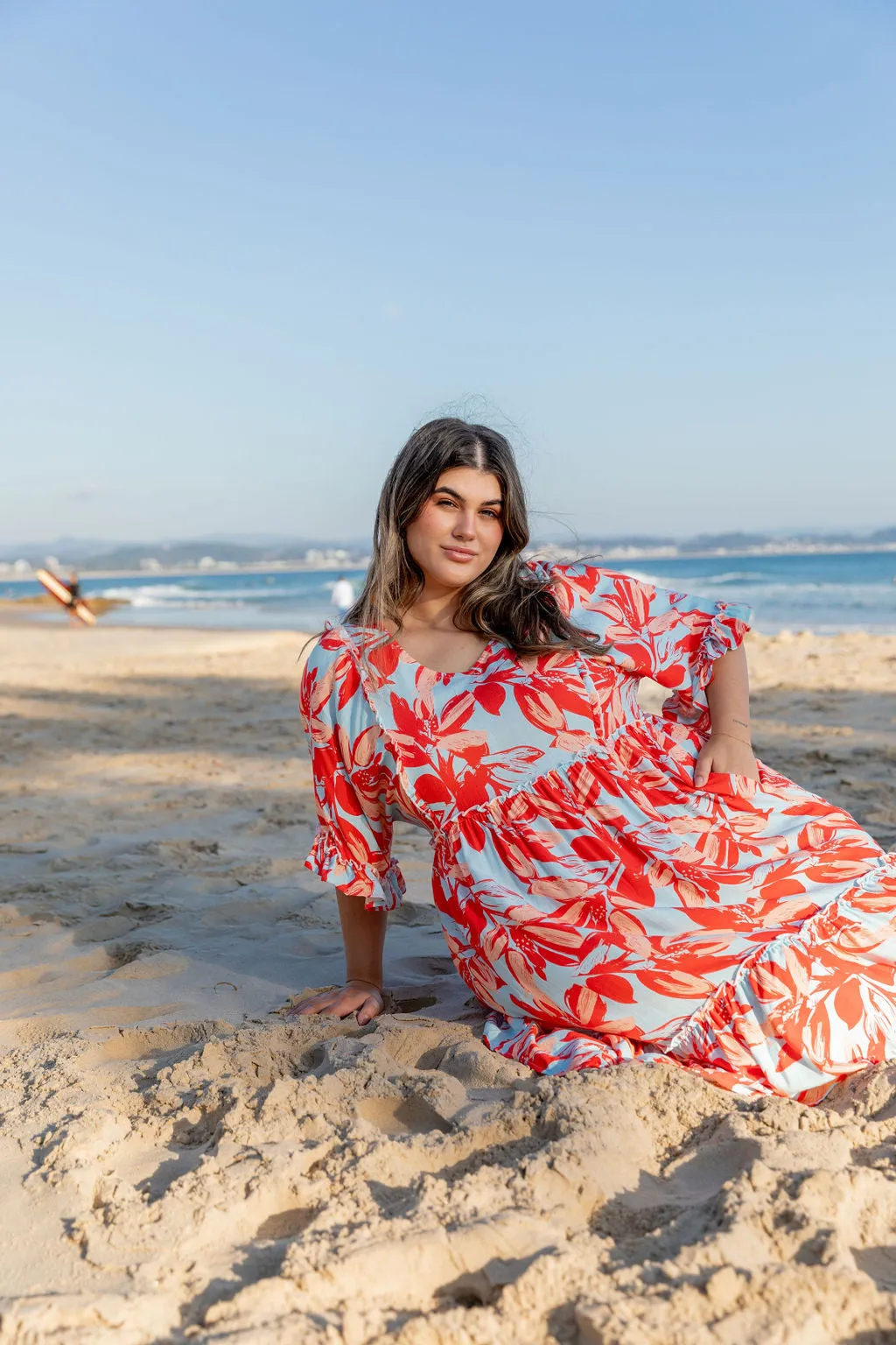 Ayla Red Floral Cotton Dress by Worthier