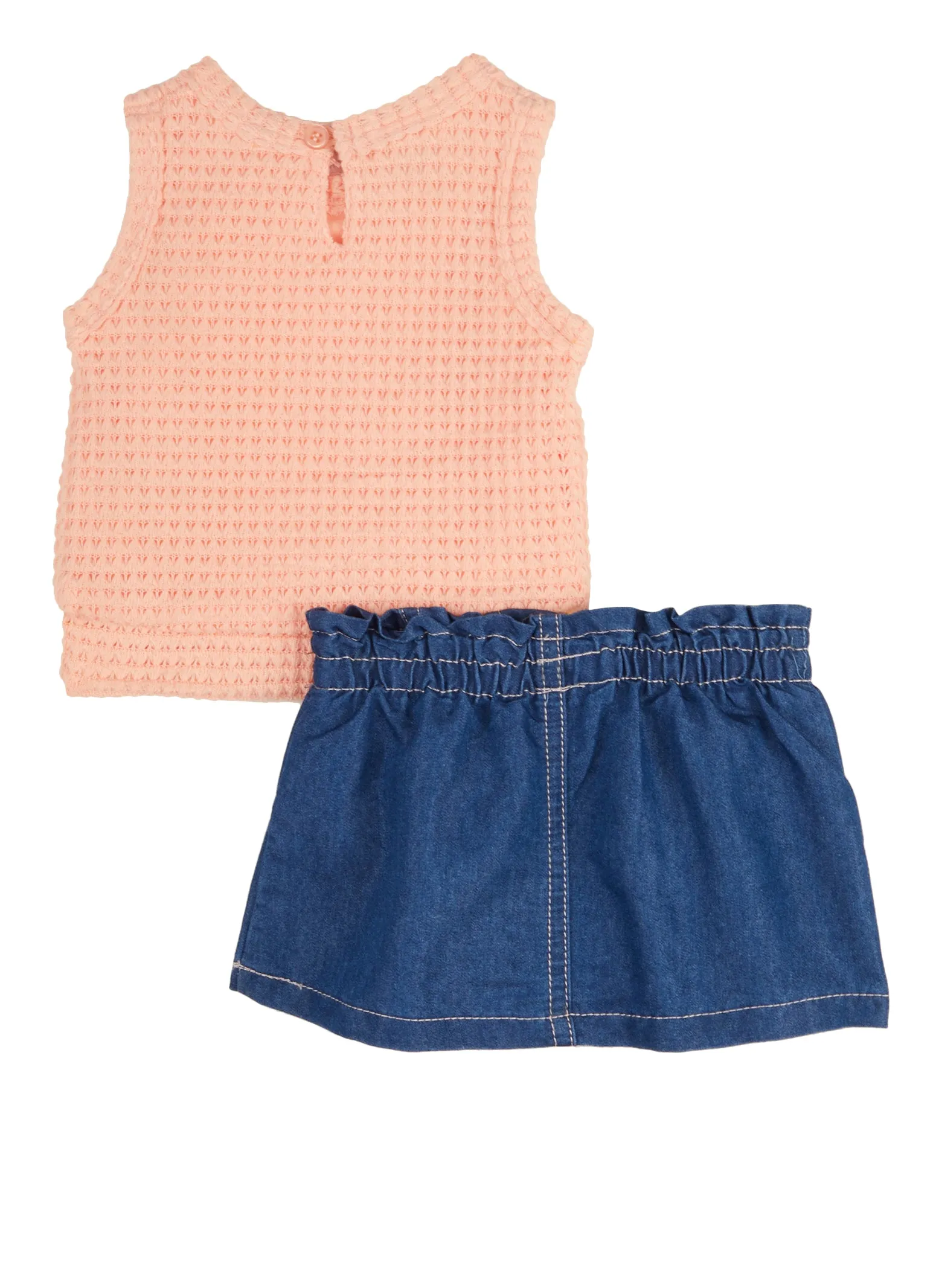 Baby Girls 0-9M Sleeveless Sweater and Denim Skirt
