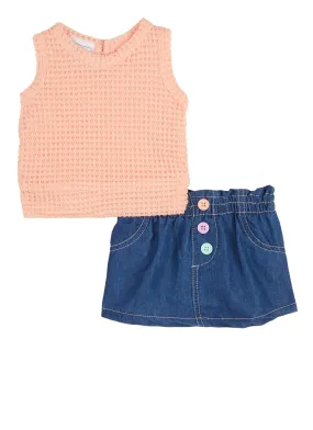 Baby Girls 0-9M Sleeveless Sweater and Denim Skirt