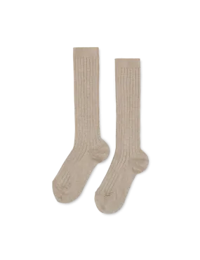 Basic Rib Knee High Socks - Nougat