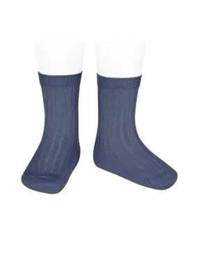 Basic Rib Short Socks - Dusty Blue