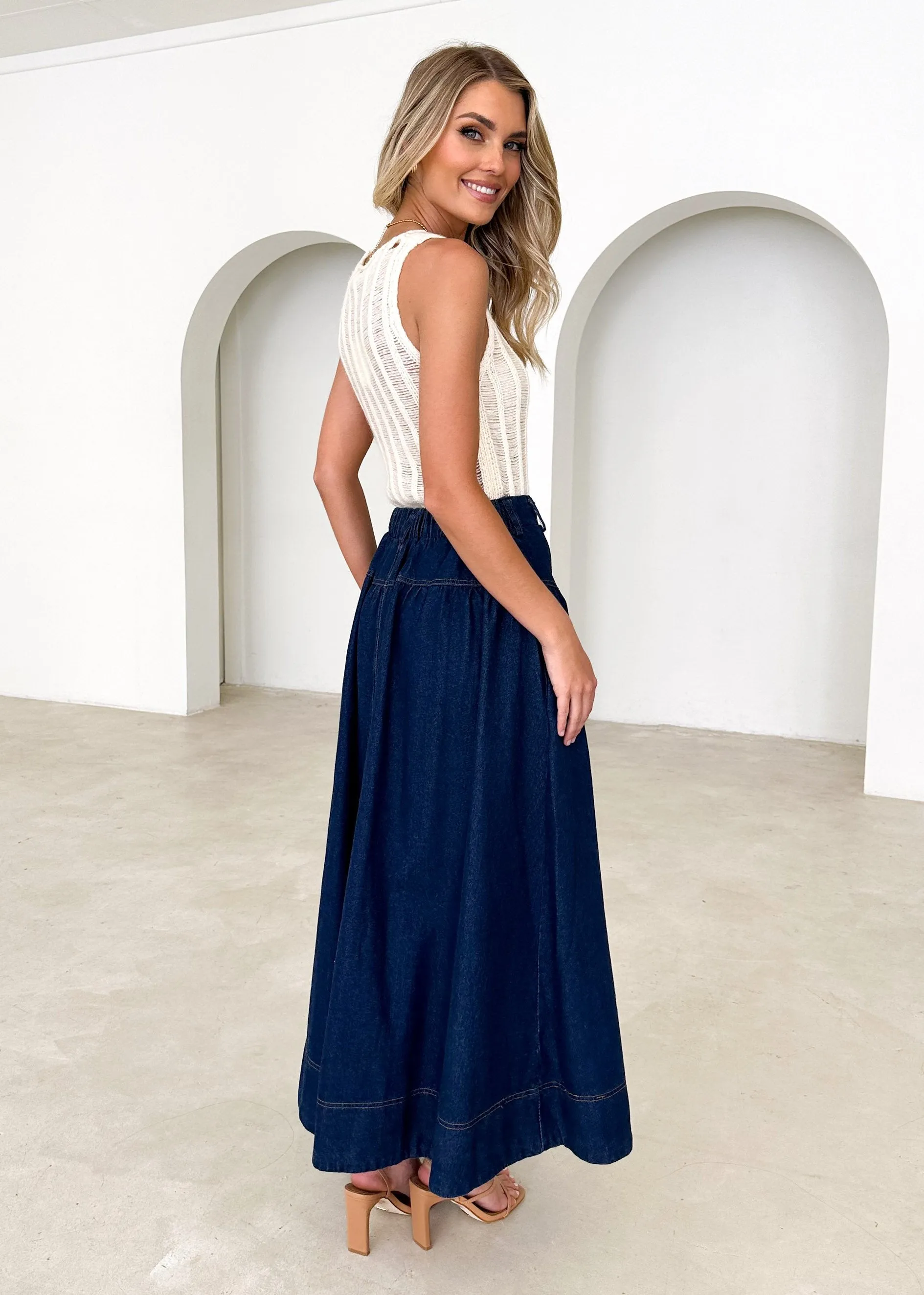 Berla Denim Maxi Skirt - Indigo