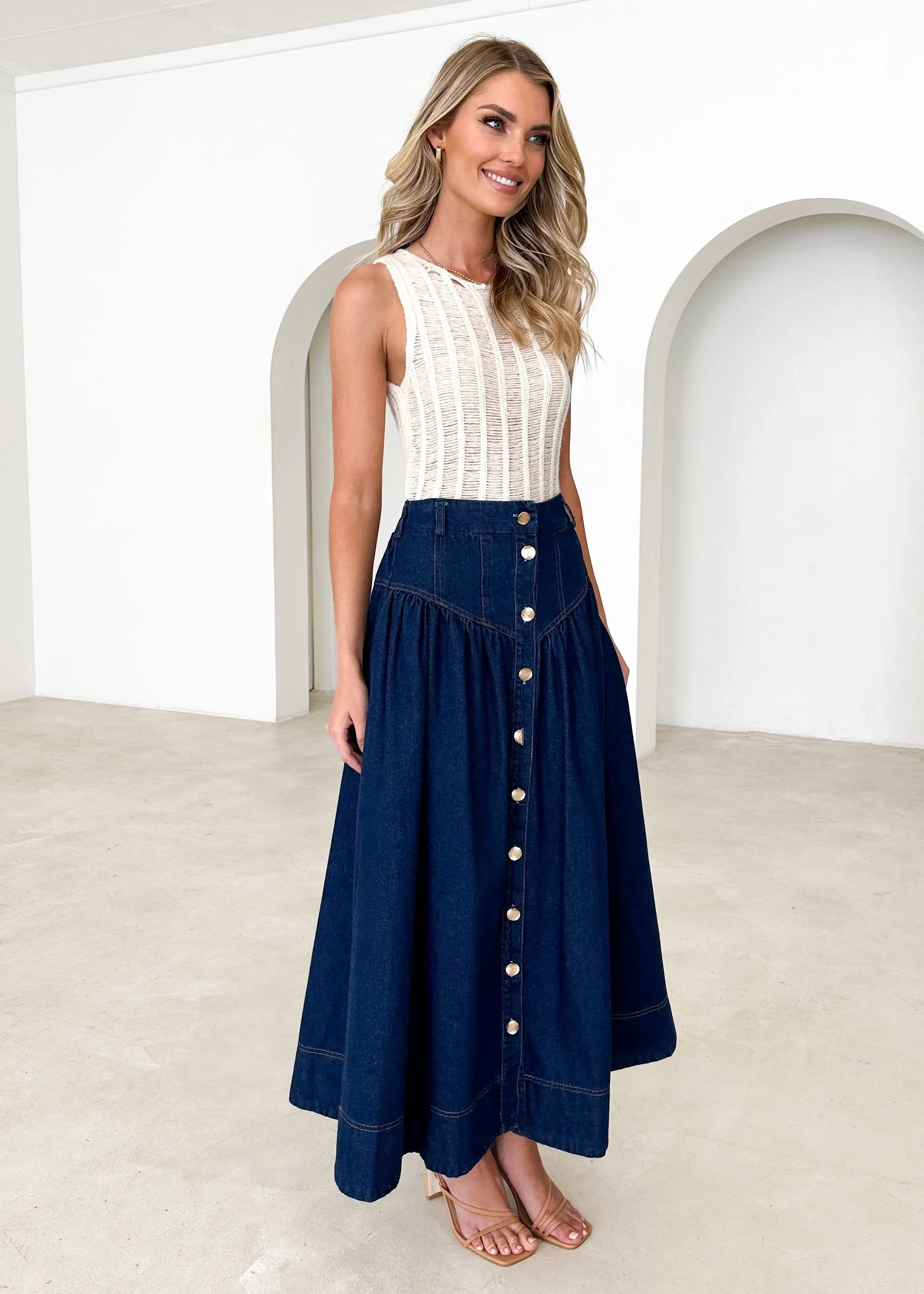 Berla Denim Maxi Skirt - Indigo