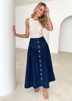 Berla Denim Maxi Skirt - Indigo