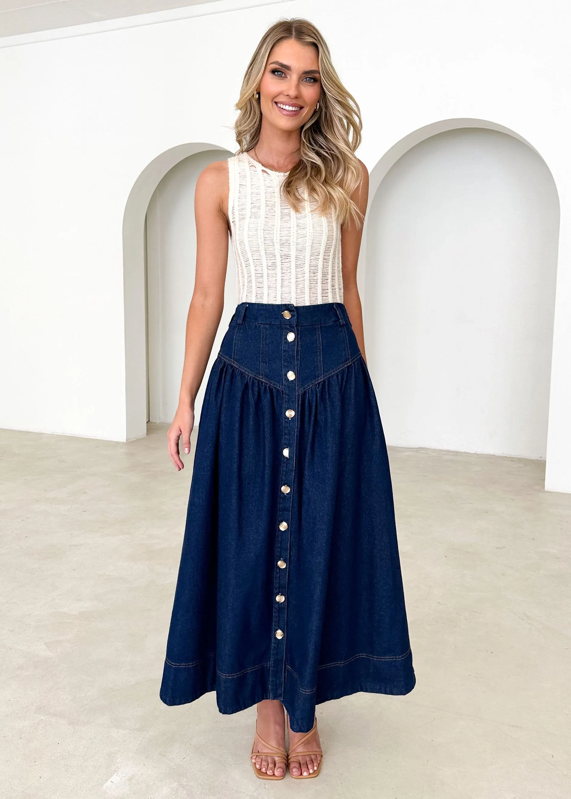 Berla Denim Maxi Skirt - Indigo
