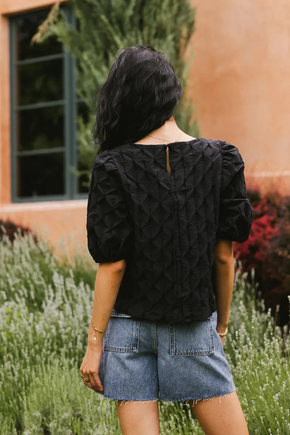 Beverly Textured Blouse in Black - FINAL SALE