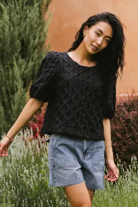 Beverly Textured Blouse in Black - FINAL SALE