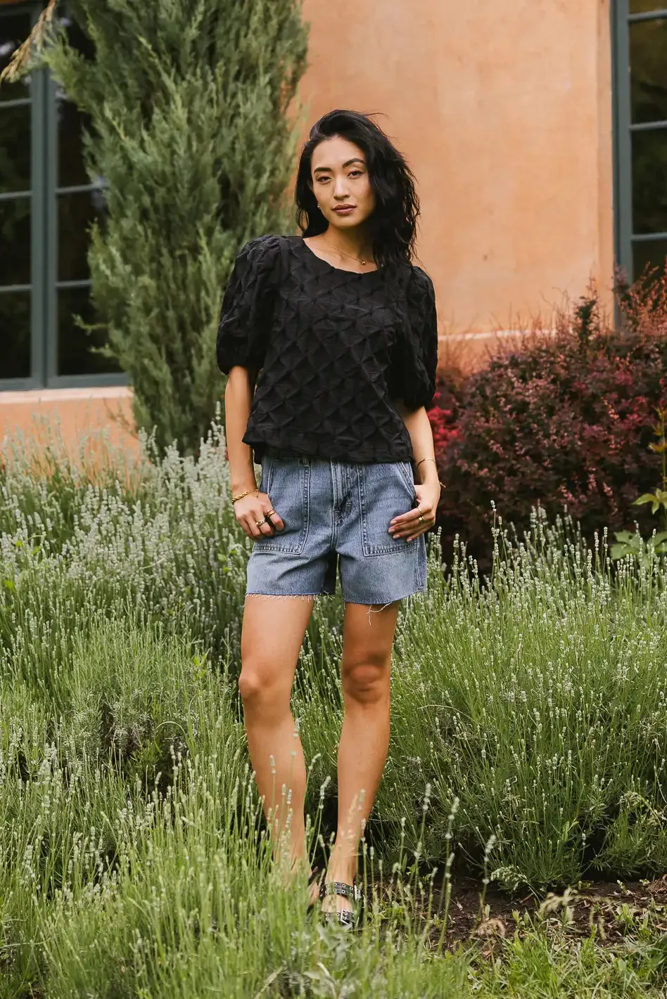 Beverly Textured Blouse in Black - FINAL SALE