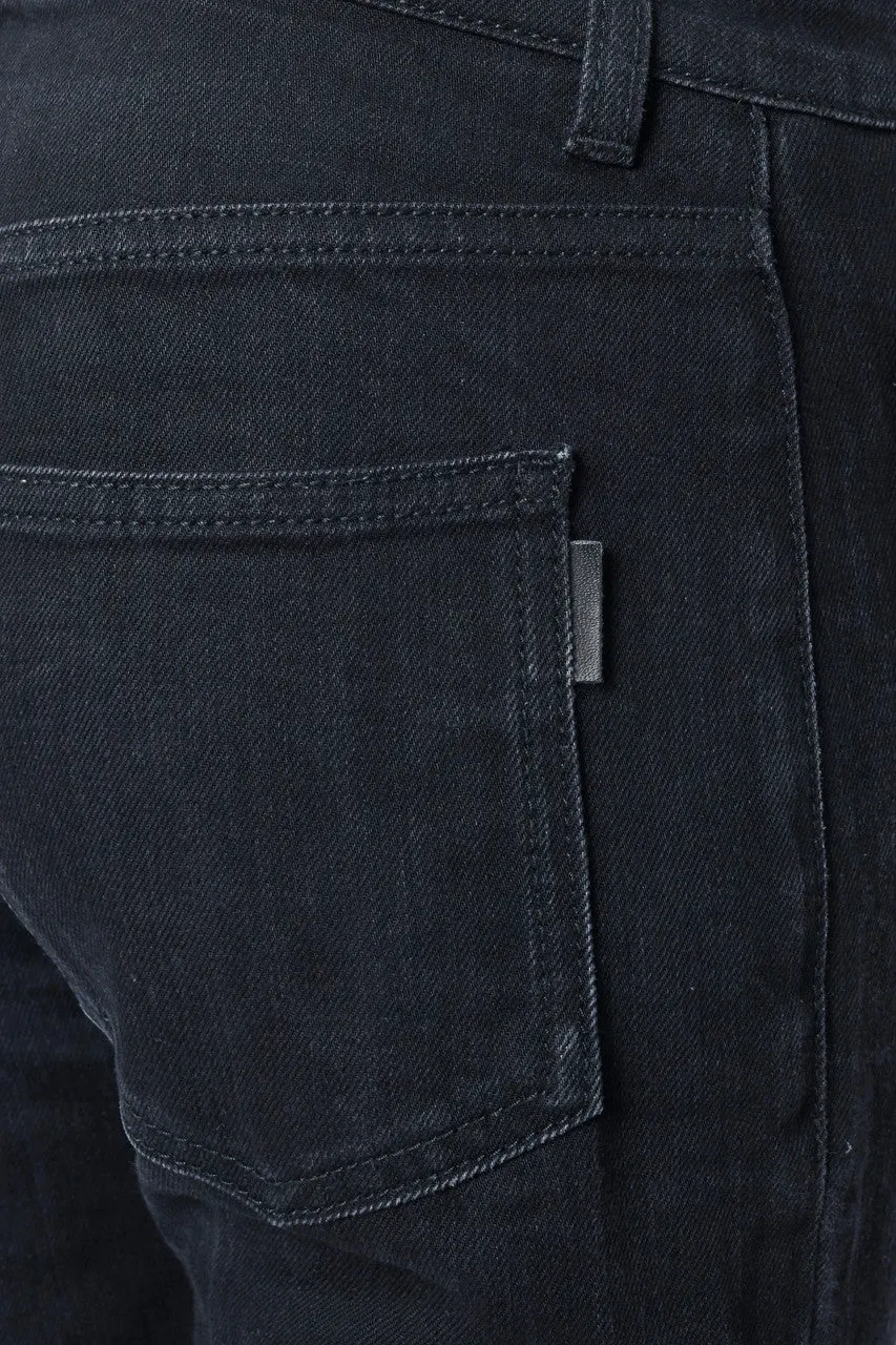 Black Denim Cropped Frayed Hem Jeans