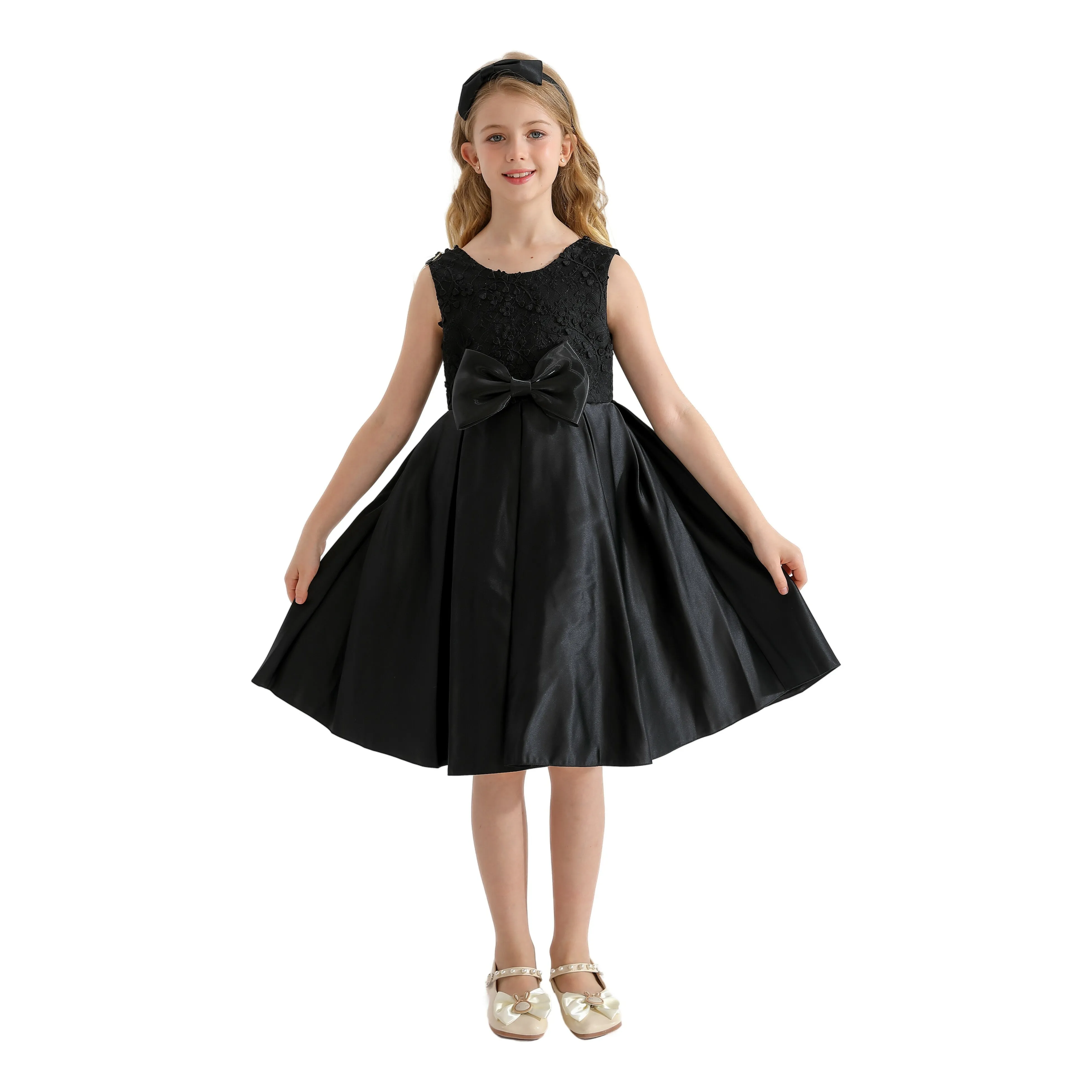 Black Hampton Double Bow Dress