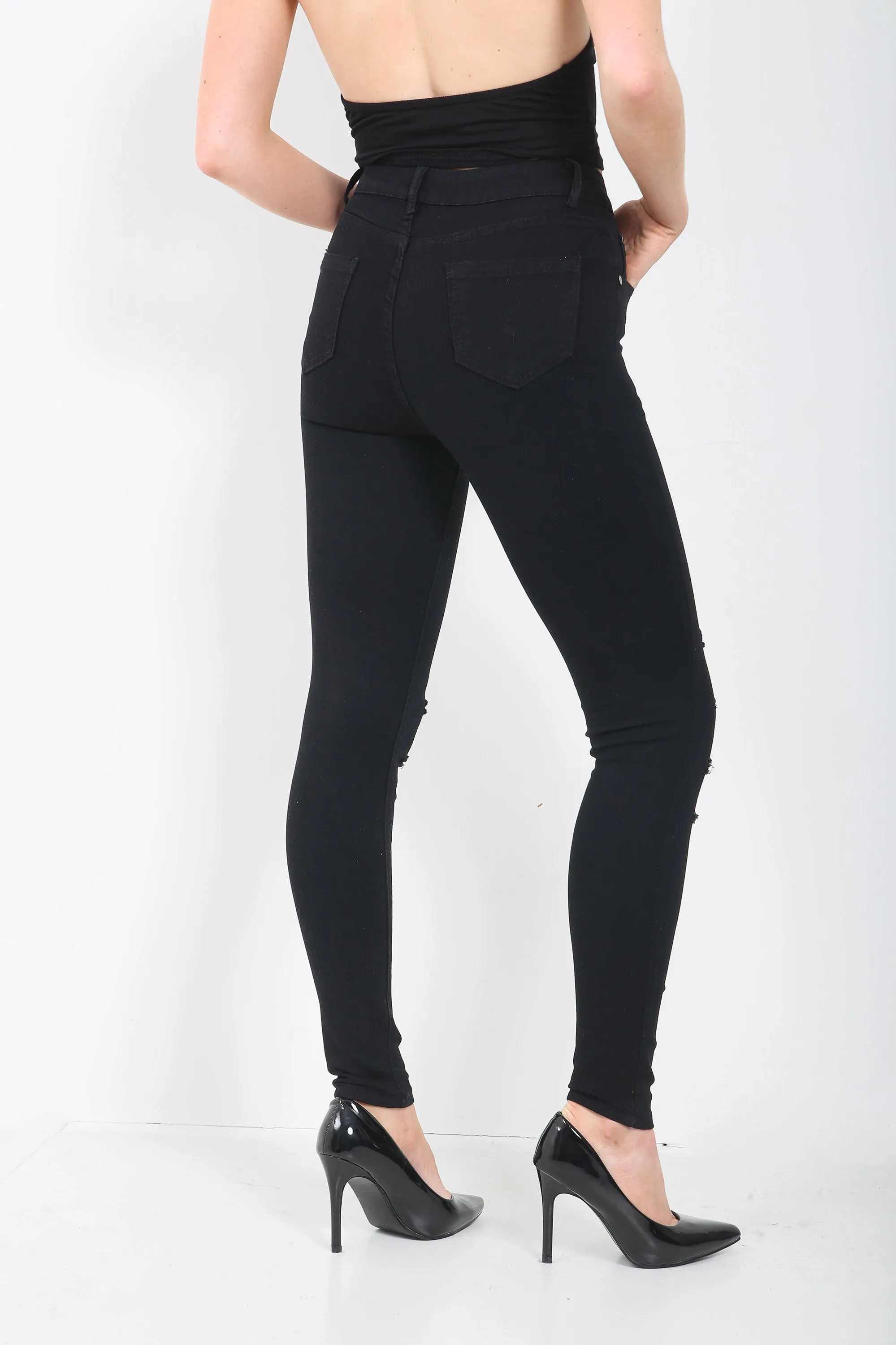 BLACK LADIES HIGH WAISTED JEANS