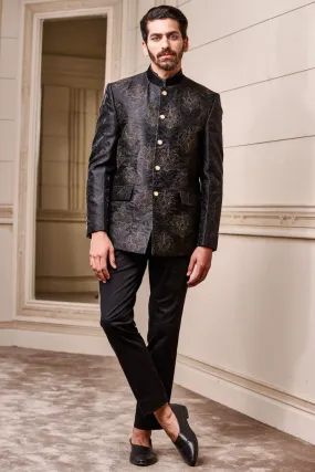Black Zari Collar sherwani