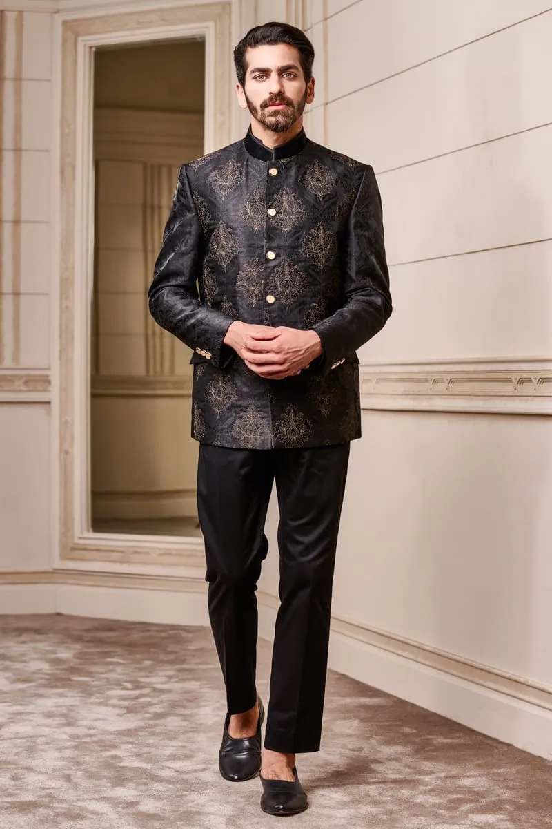 Black Zari Collar sherwani