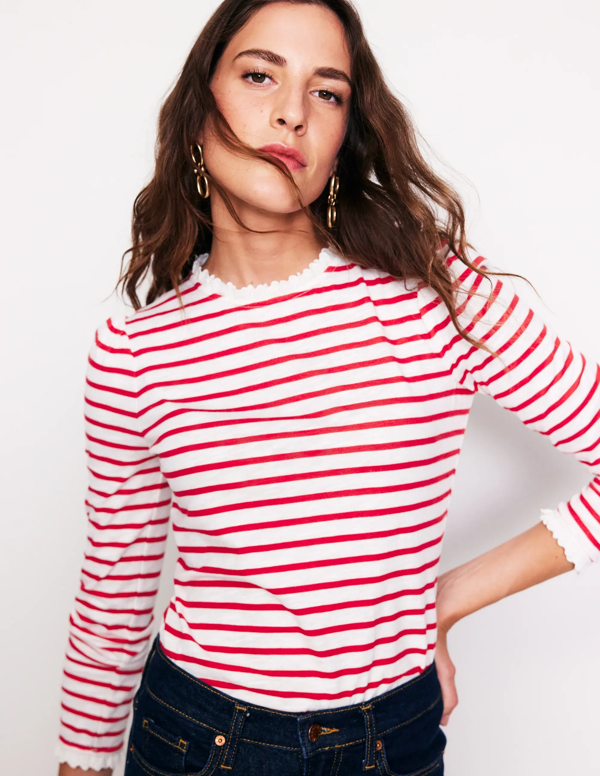 Broderie Ruffle Detail Top