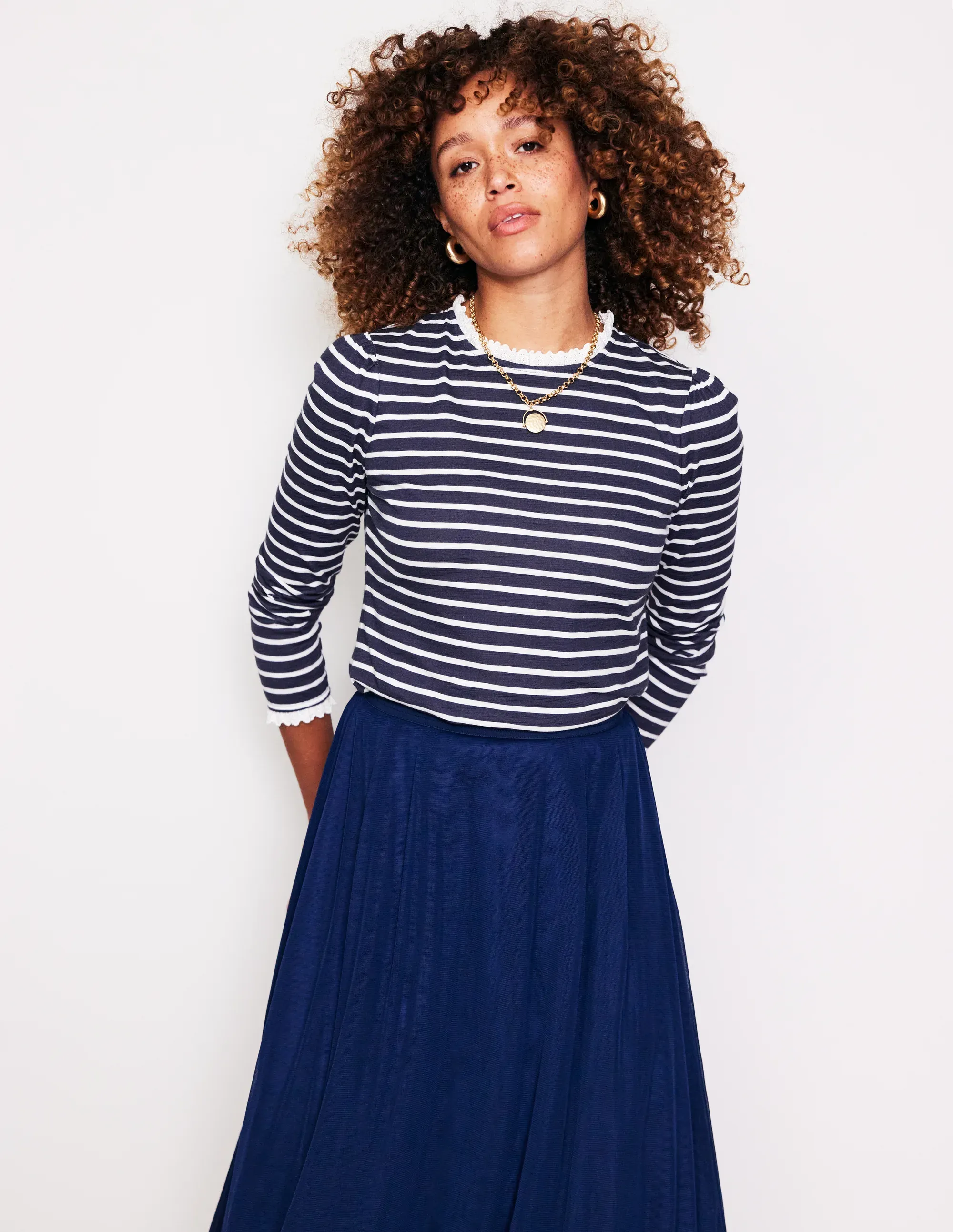 Broderie Ruffle Detail Top