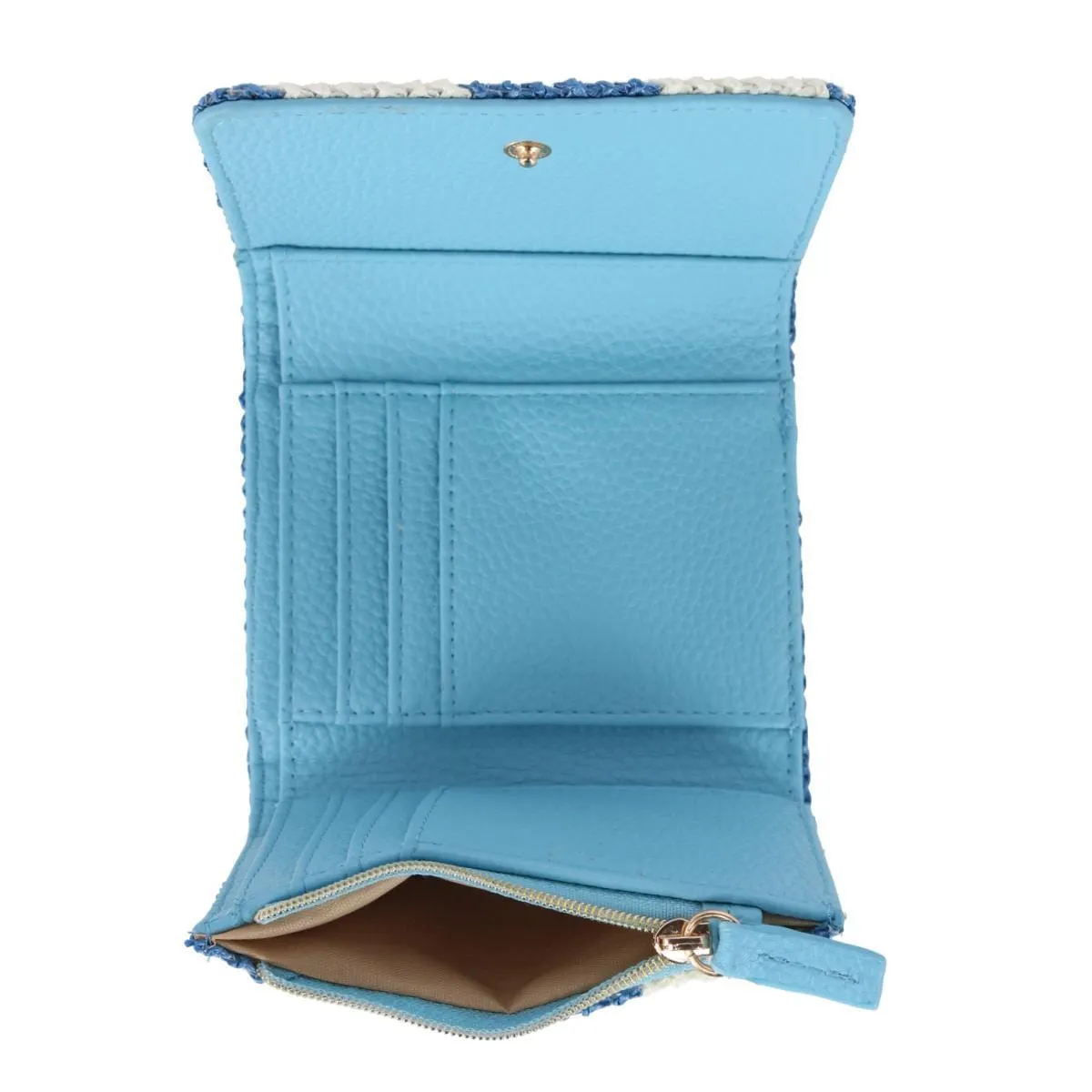 Buxton Women's Striped Straw Vegan Leather Medium Trifold