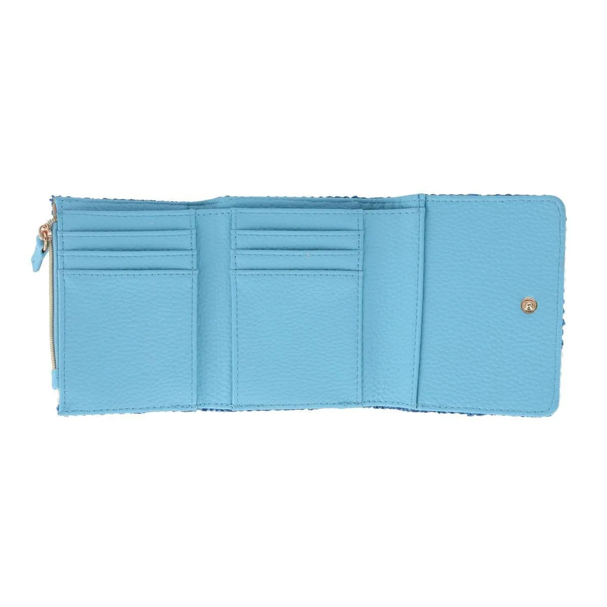 Buxton Women's Striped Straw Vegan Leather Medium Trifold