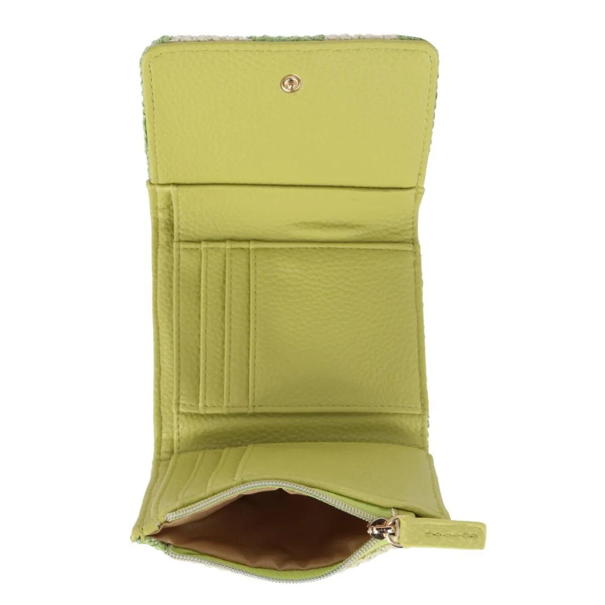 Buxton Women's Striped Straw Vegan Leather Medium Trifold