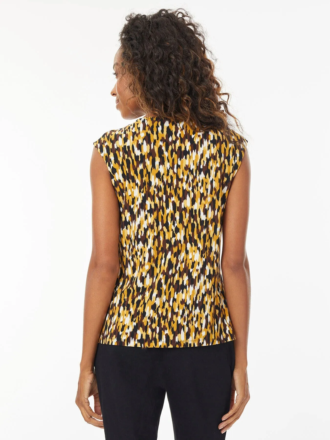 Cap Sleeve Keyhole Neck Knit Jersey Top