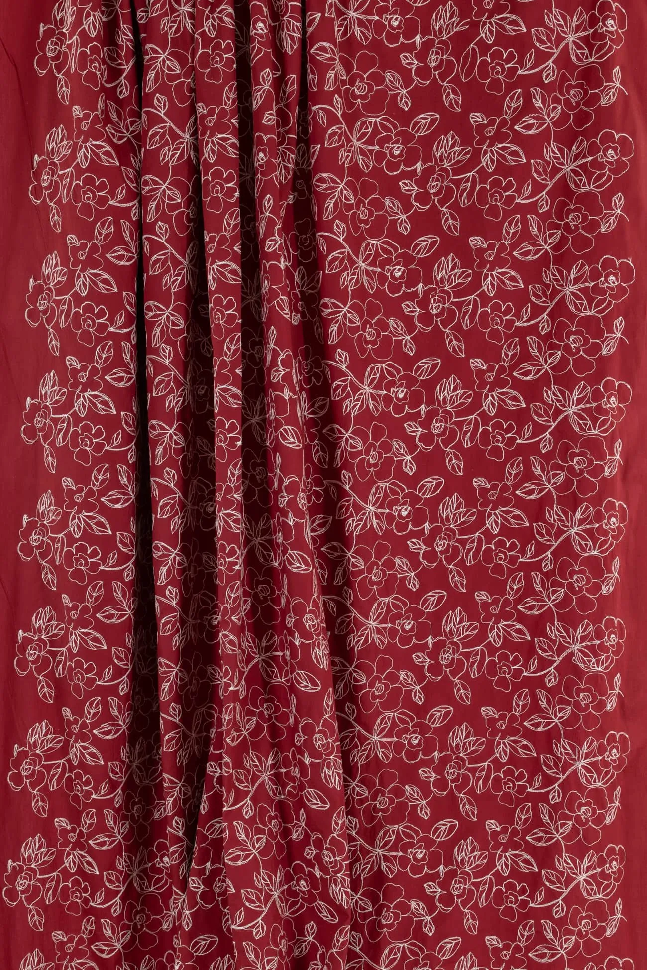 Carnelian Embroidered Cotton Woven