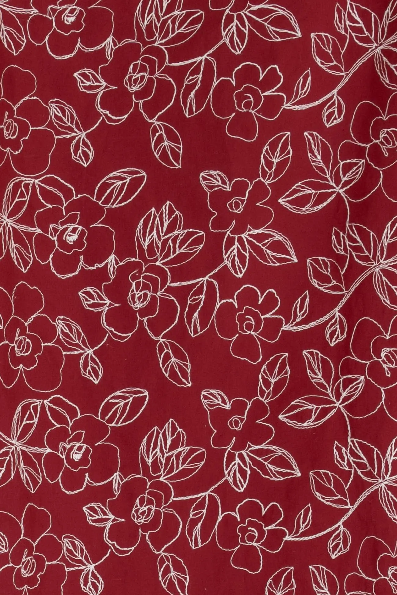 Carnelian Embroidered Cotton Woven