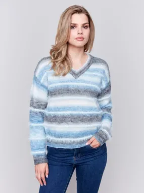 CHARLIE B SRIPED SWEATER - CREAM & BLUE - C2758079CP655