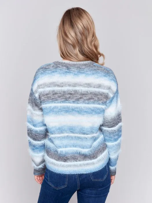 CHARLIE B SRIPED SWEATER - CREAM & BLUE - C2758079CP655