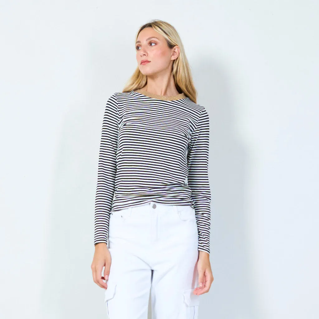 Classic striped long sleeve top wholesale