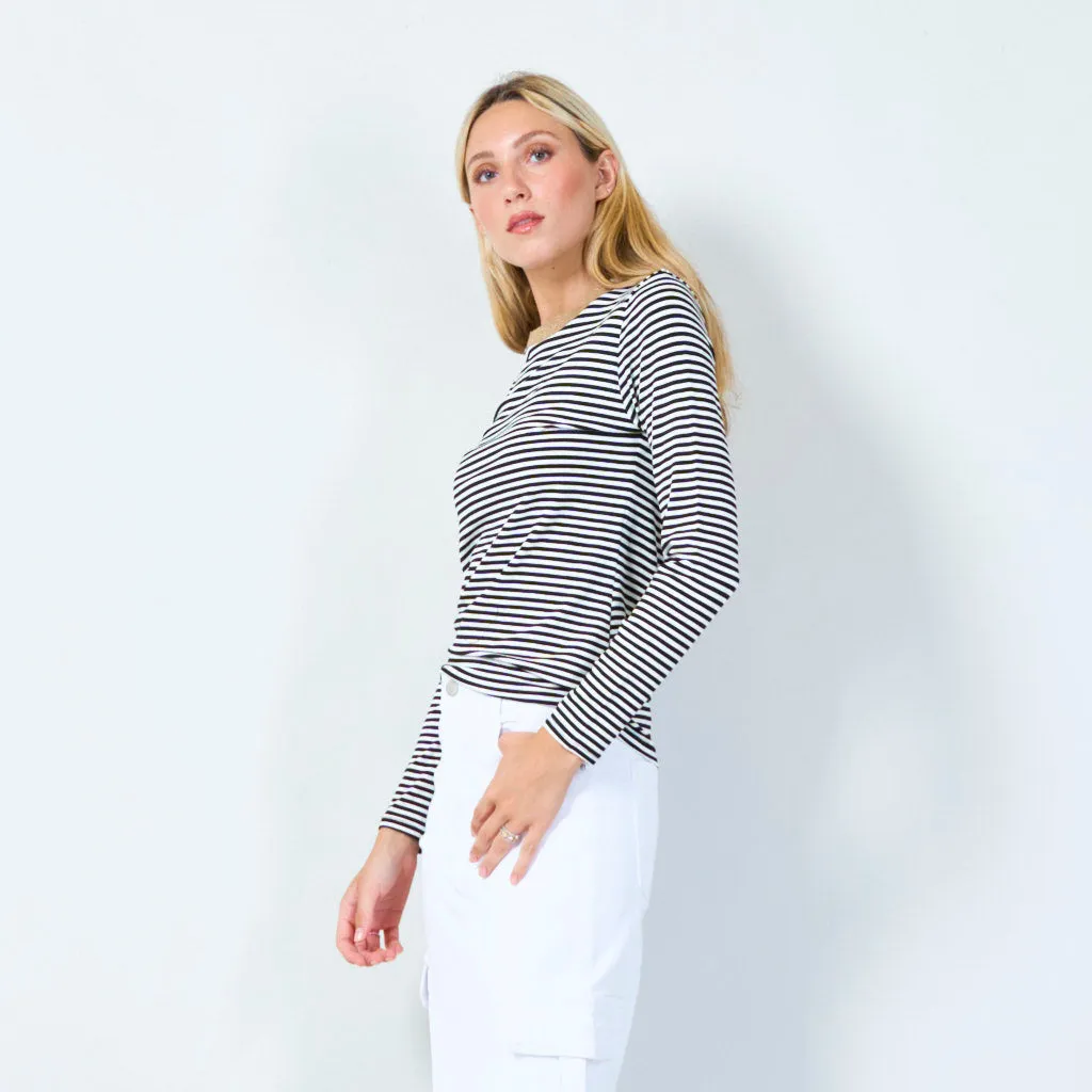 Classic striped long sleeve top wholesale