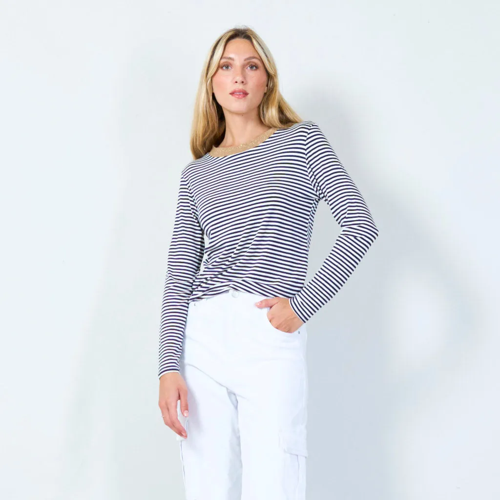 Classic striped long sleeve top wholesale