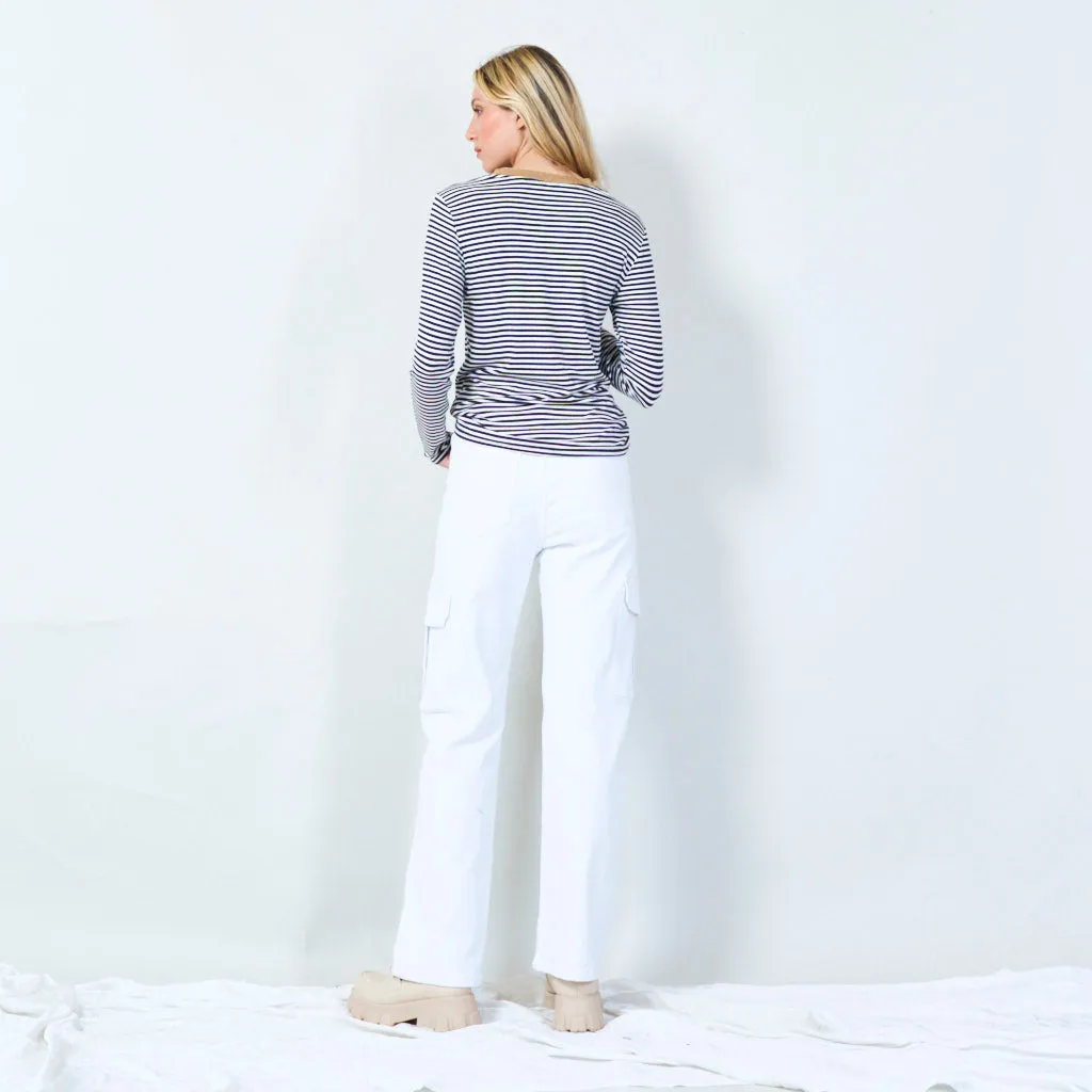 Classic striped long sleeve top wholesale