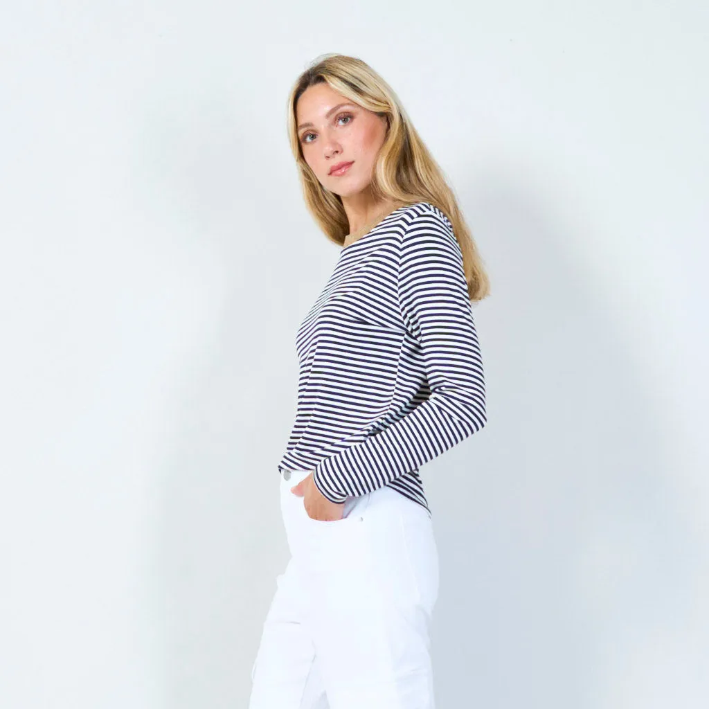 Classic striped long sleeve top wholesale