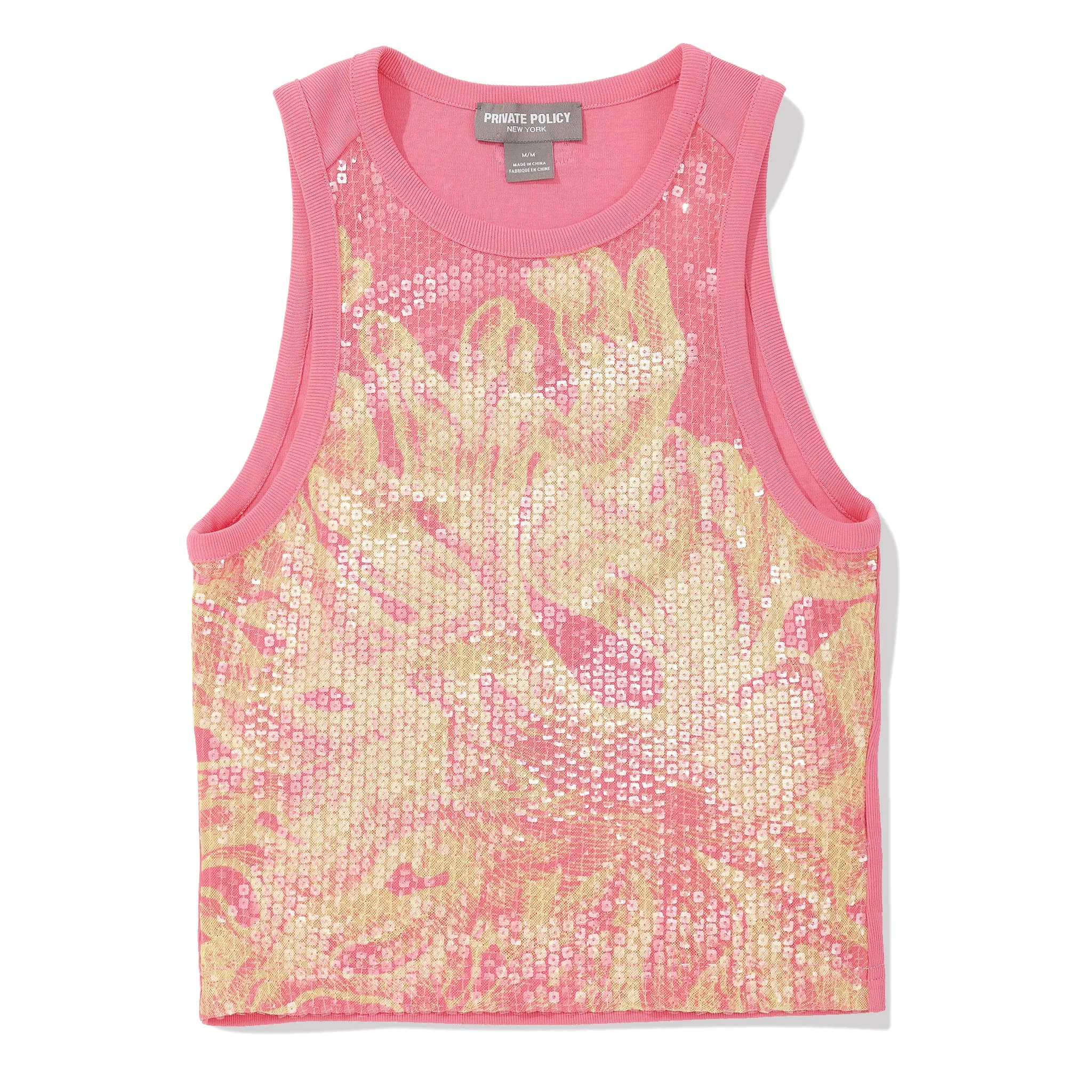 Coral Sequin Tank Top - Hot Pink