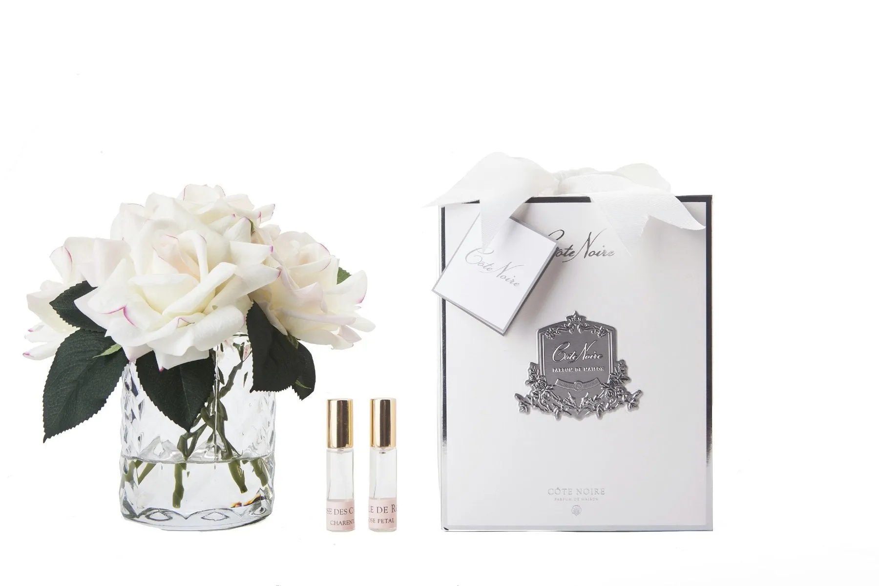 COTE NOIRE - HERRINGBONE FLOWER - 5 FRENCH ROSES - CLEAR - PINK BLUSH