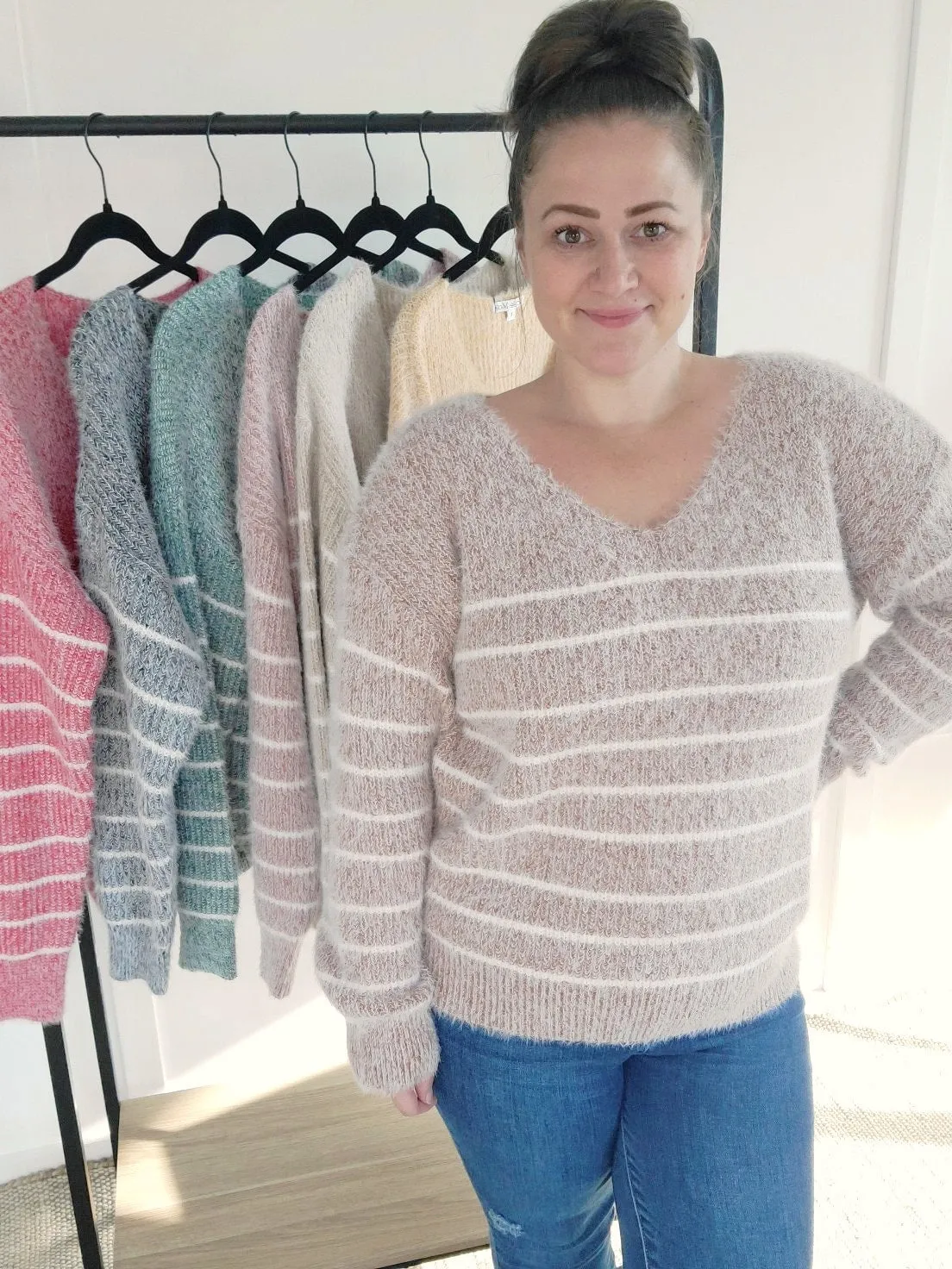 Cozy Striped Sweater - Green by Michelle Mae